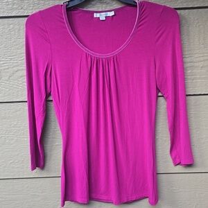 Boden fuschia pink jersey long sleeve top velvet trim 8